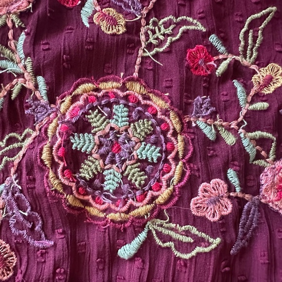 Zara Trafaluc Burgandy Swiss Dot Dress Size Small - Picture 5 of 7